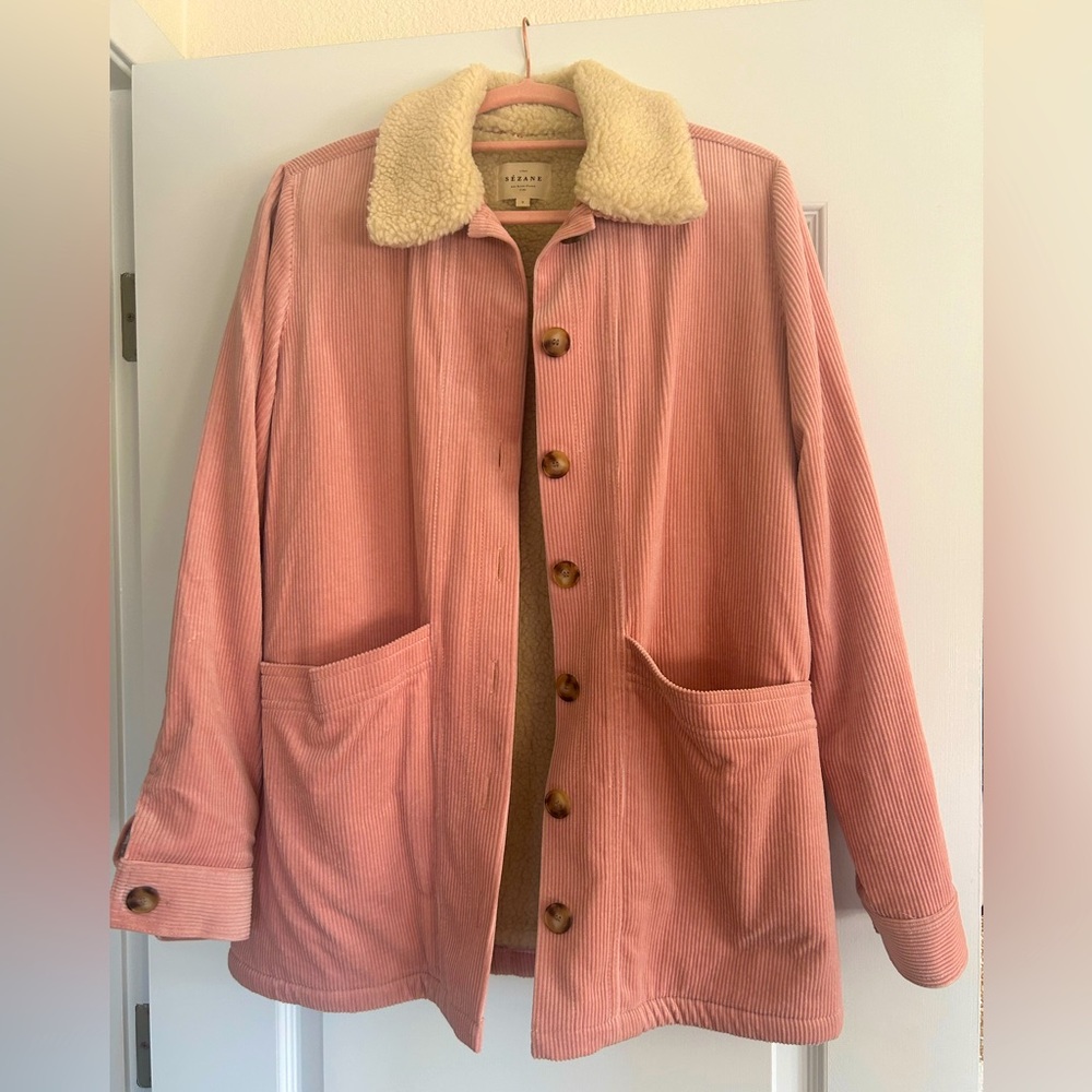 Sezane Pink Sherpa Coat